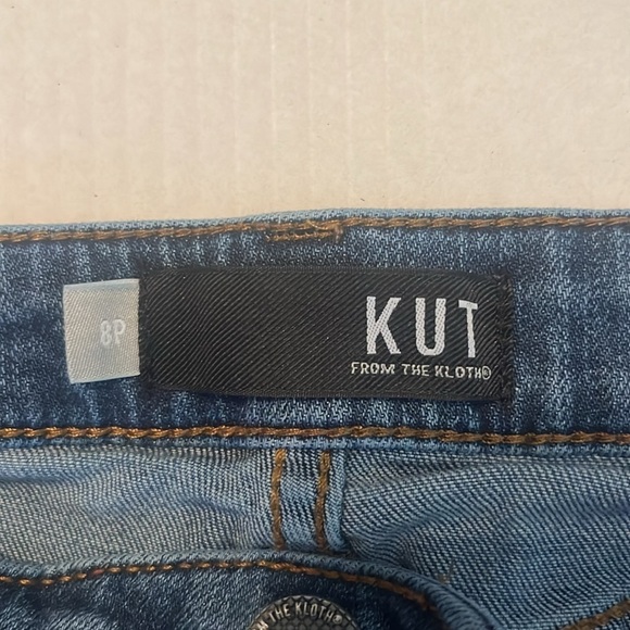 KUT From The Kloth Frayed Hem Crop Straight Leg Mid Rise Jean Indigo Size 8P - Picture 10 of 15